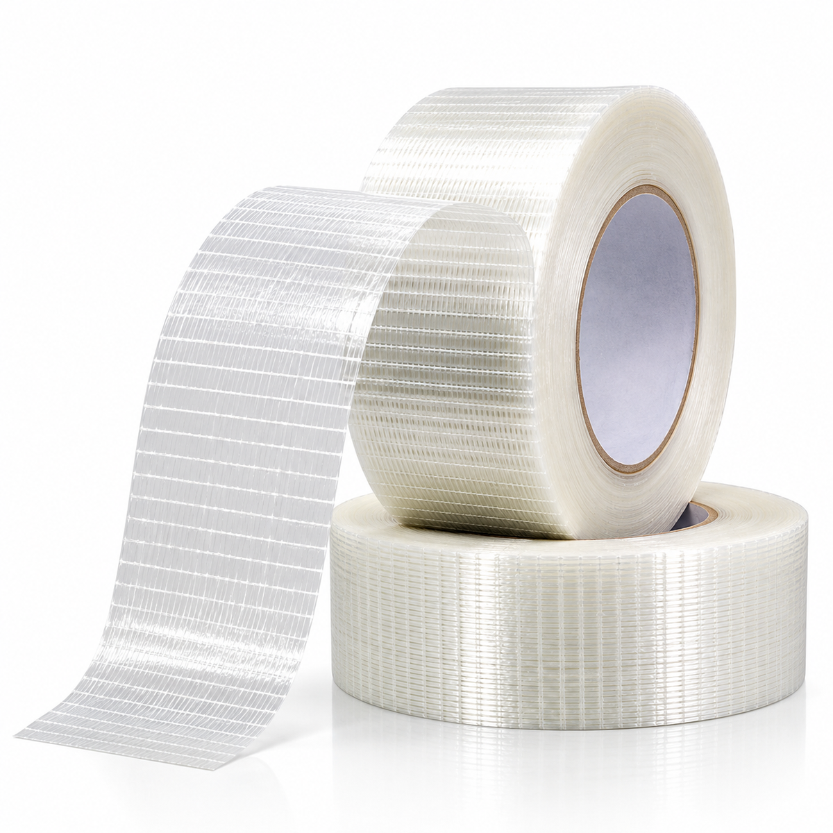 OPUTE white fiberglass reinforced adhesive tape rolls for battery wrapping and industrial reinforcement, custom widths